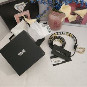 Versace Jeans Couture Belt Size 95 L- XL White Black and Gold NWT